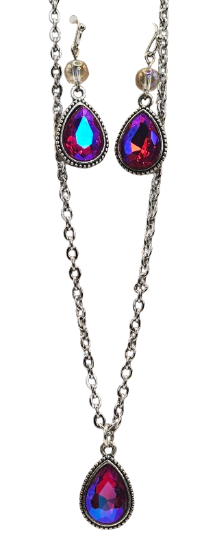 Teardrop Gem Earring/ Necklace Set