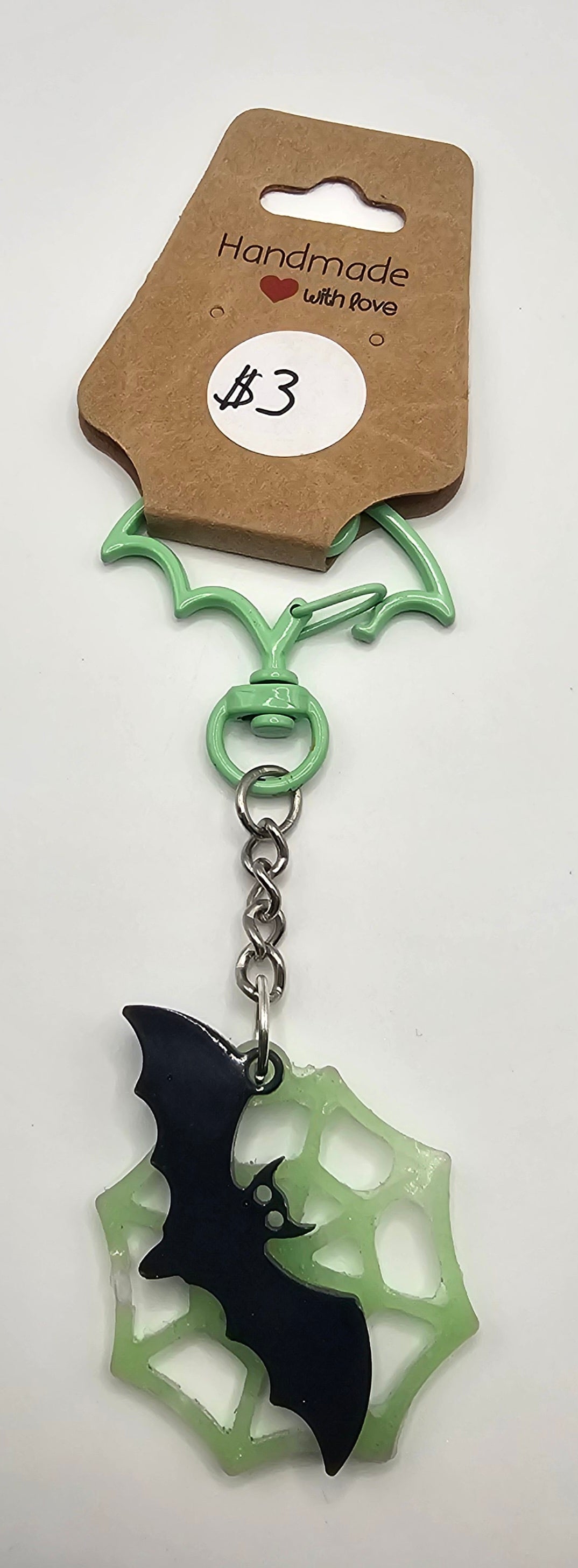 Resin Bat Spider Web Keychain