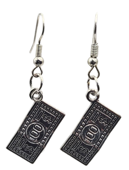100 Dollar Bill Simple Fishhook Earrings