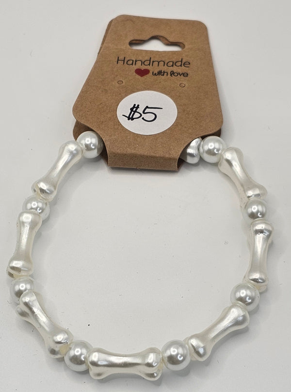 Bone and Glass Pearl Detail Bracelet