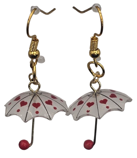 Mini 3D Heart Umbrella Style Earrings