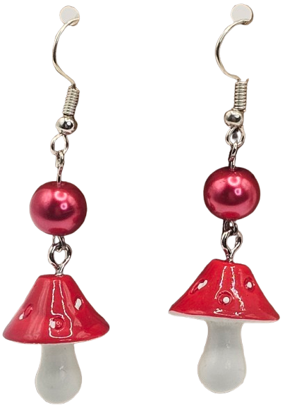 3D Mushroom Long Dangle Earrings