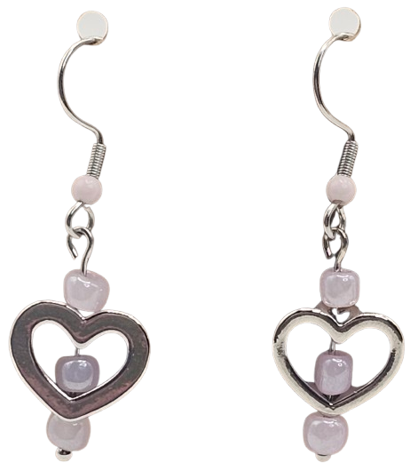 Heart Glass Beaded Earrings