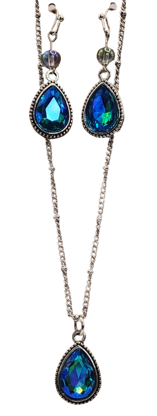 Teardrop Gem Earring/ Necklace Set