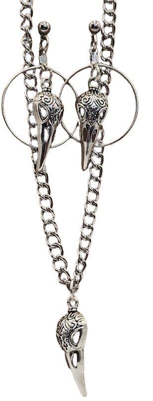 Raven Skull Earring/Necklace Sets (Different Styles)