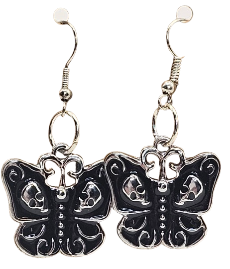 3D Skull Butterfly Earrings