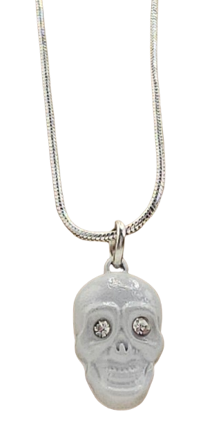 Simple Rhinestone Eyes Skull Necklace