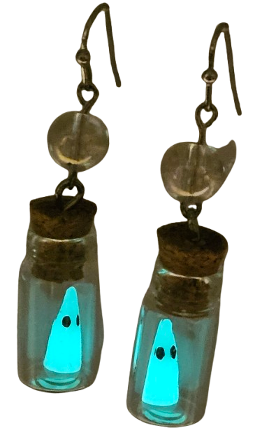 Glow Ghost In Bottle Crystal Ball Earrings