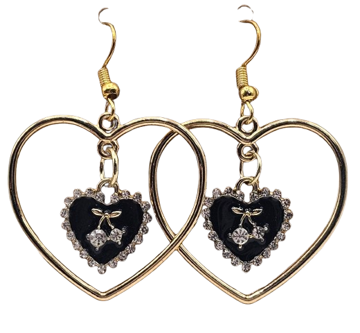 Gold Heart Hoop Earrings With Rhinestone Detail