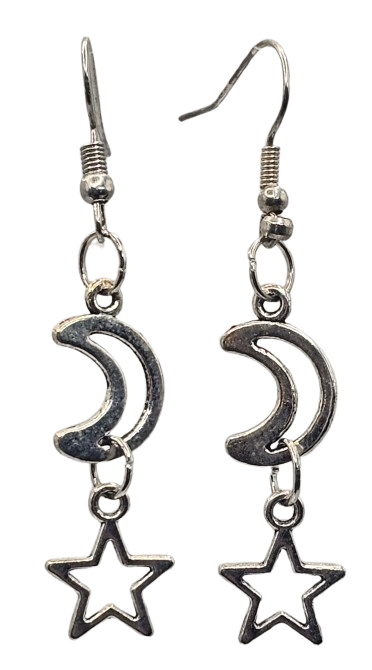 Simple Moon and Star Earrings