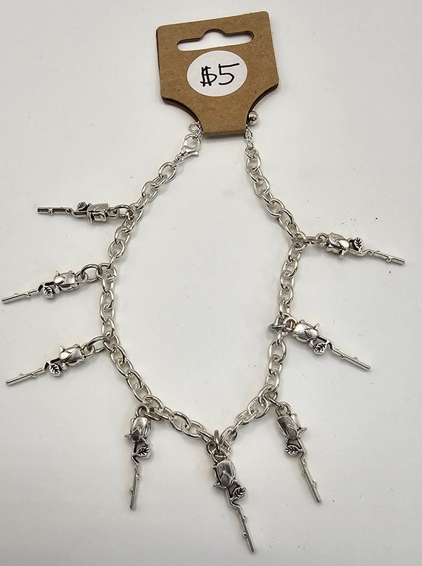 Adjustable Rose Charm Bracelet