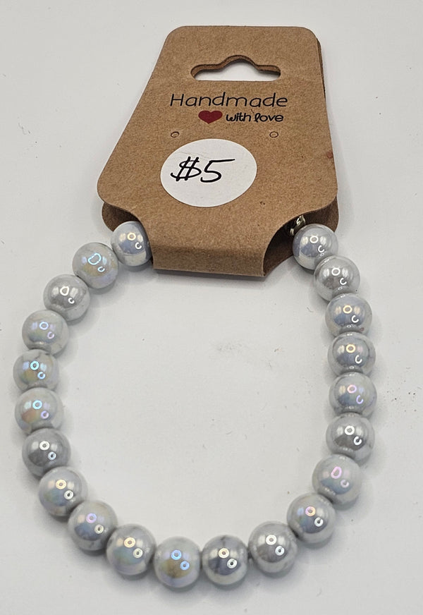 Glass Iridescent Pearl Bracelet
