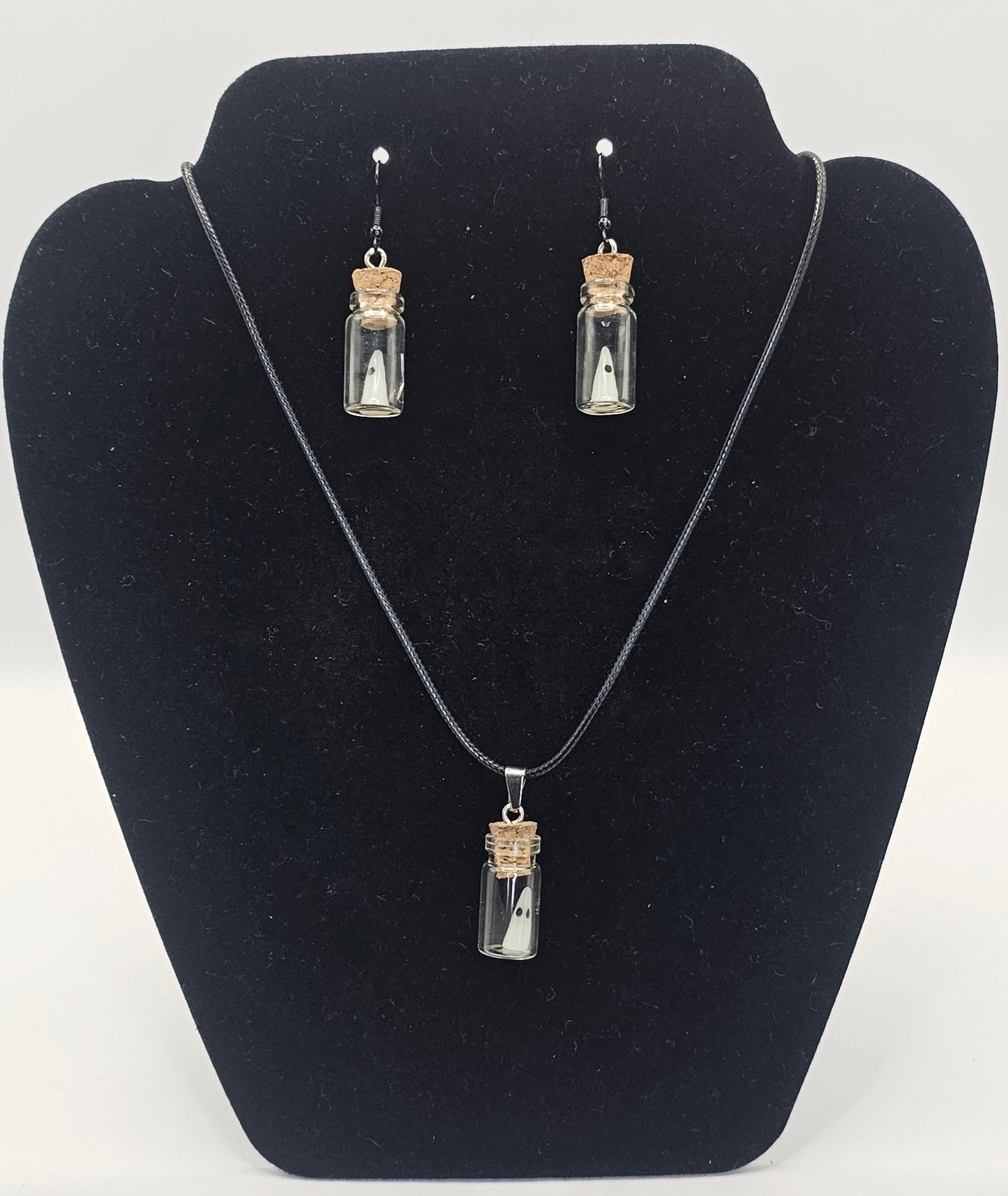 Glow Ghost in Bottle Earring/ Necklace Set