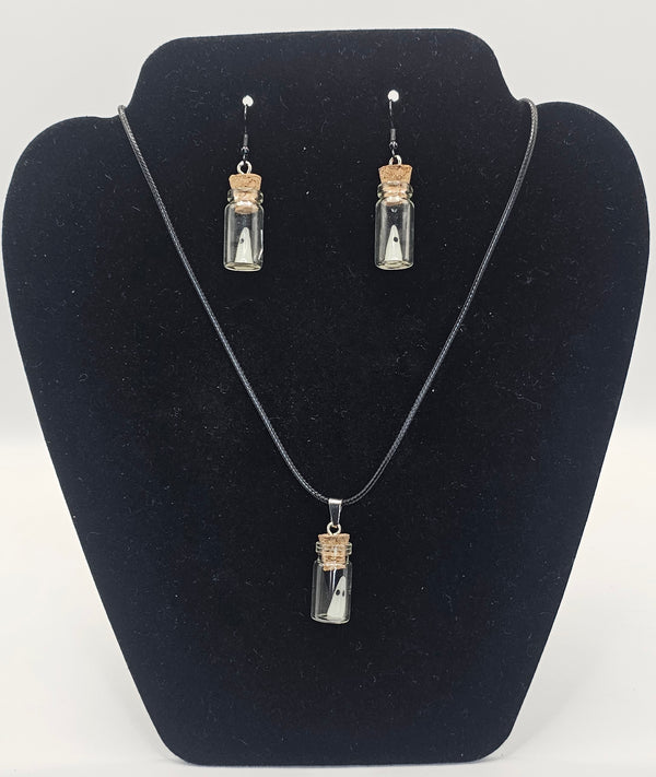 Glow Ghost in Bottle Earring/ Necklace Set