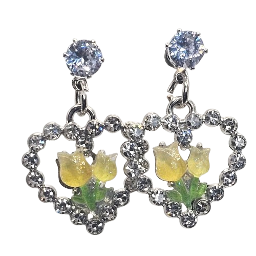 Rhinestone Flower Earrings