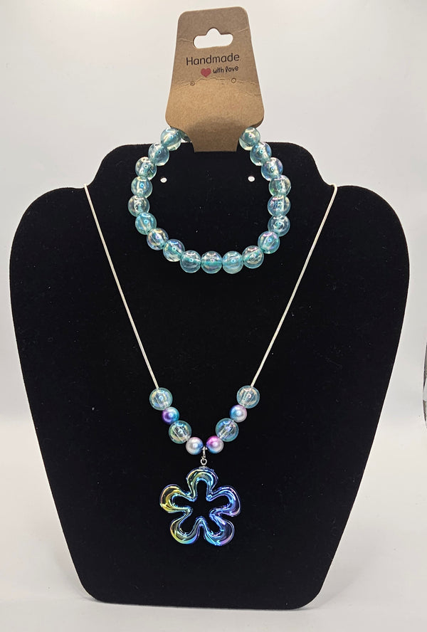 Aqua 2 piece Bracelet/ Necklace Set