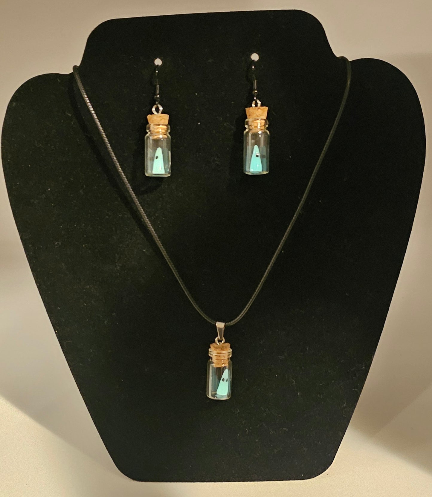 Glow Ghost in Bottle Earring/ Necklace Set