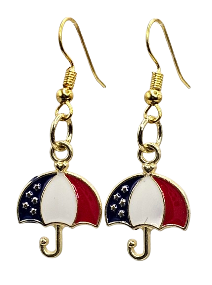 American Flag Theme Umbrella Drop Earrings