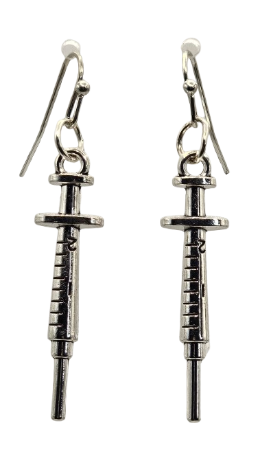 Syringe Ball and Hook Style Fishhook Earrings