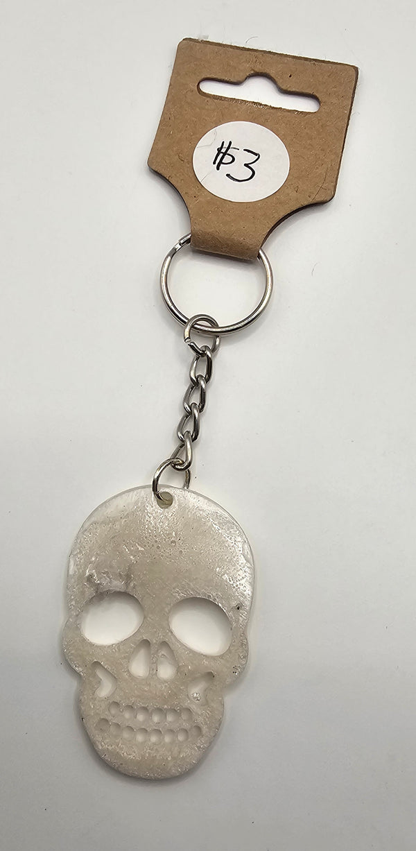 Small Skull Head Resin Keychain