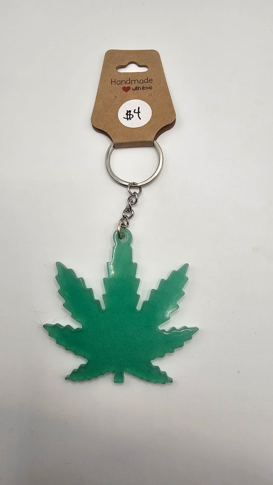 Resin Pot Leaf Keychain