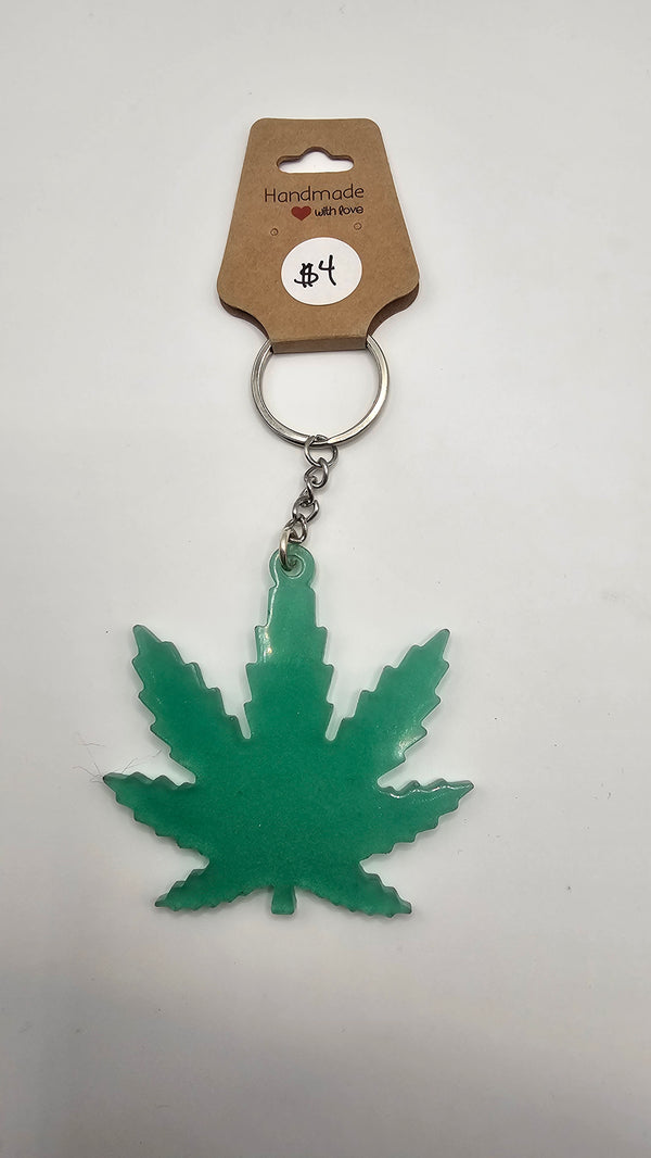 Resin Pot Leaf Keychain