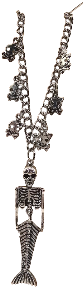 Heavy Skull Mermaid w/Skull Detail Necklace