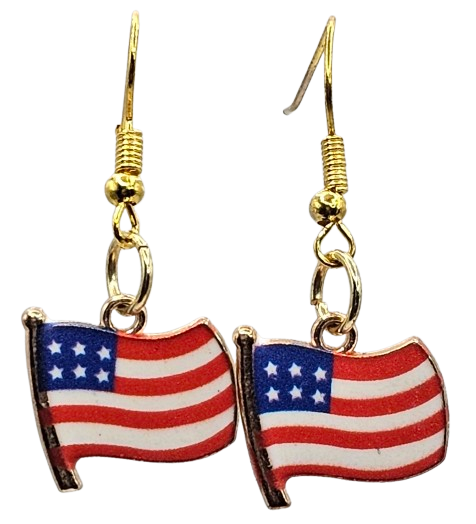 Wavy American Flag Drop Earrings