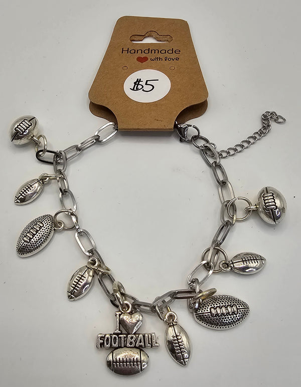 Adjustable Football Fan Charm Bracelet