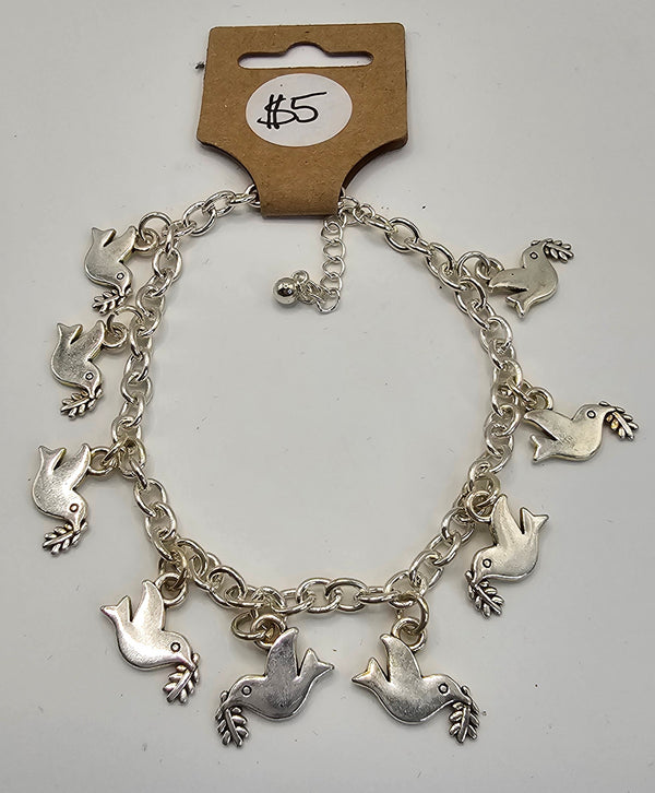 Adjustable Dove Charm Bracelet