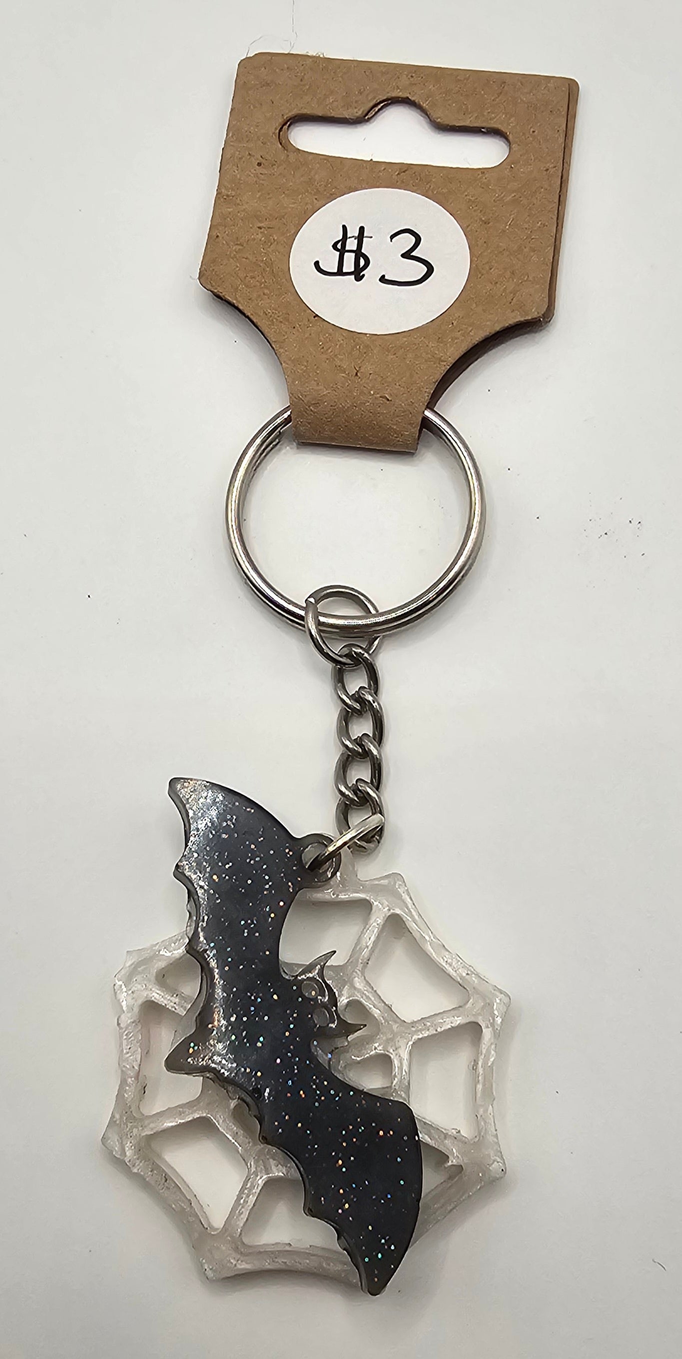 Resin Bat Spider Web Keychain