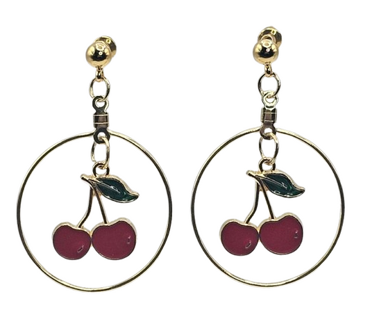 Cherry Hoop Style Earrings