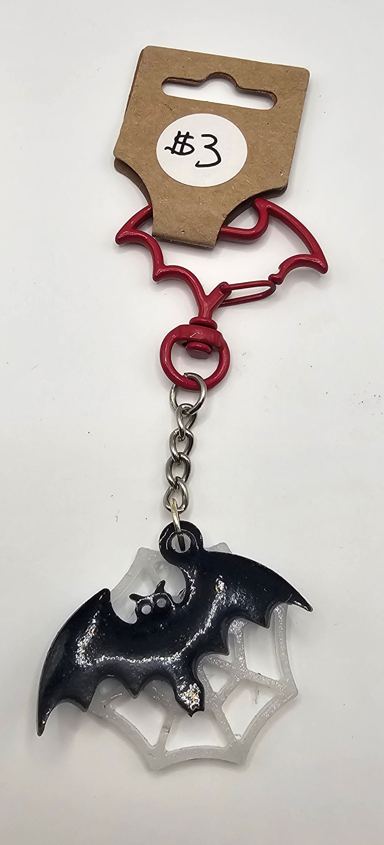 Resin Bat Spider Web Keychain