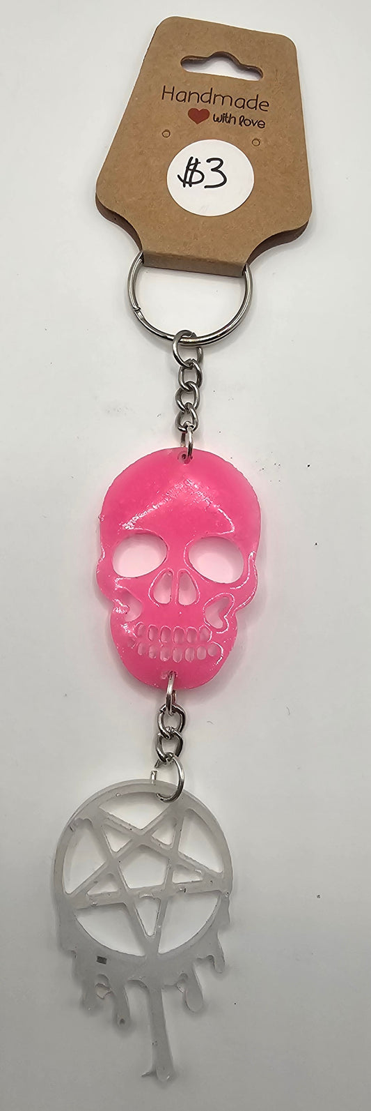 Glow Resin Skull Pentacle Keychain