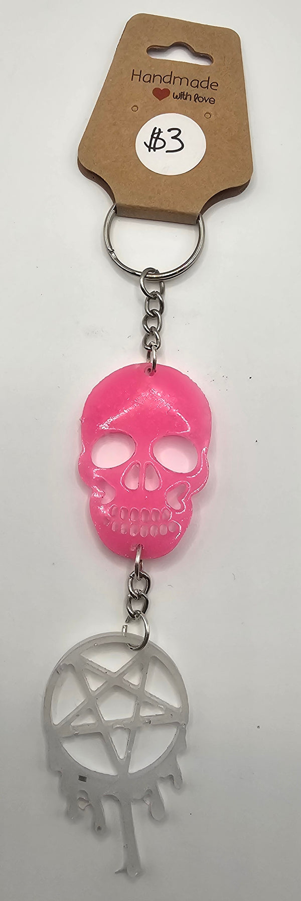 Glow Resin Skull Pentacle Keychain