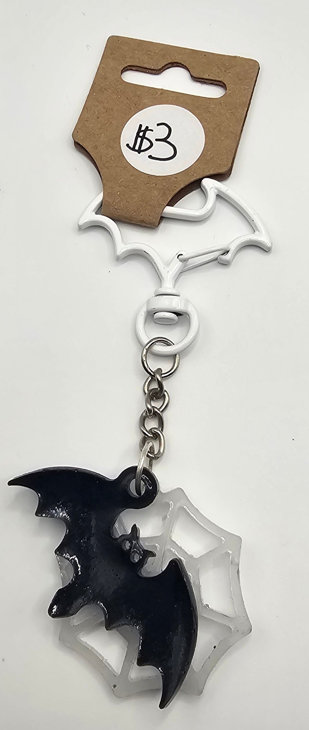 Resin Bat Spider Web Keychain