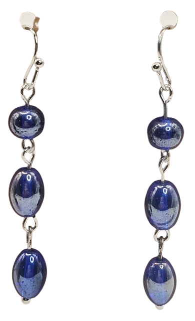 Blue Glass Beaded Earrings