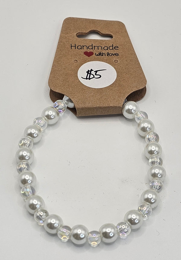 Glass Pearl and Crystal Bracelet