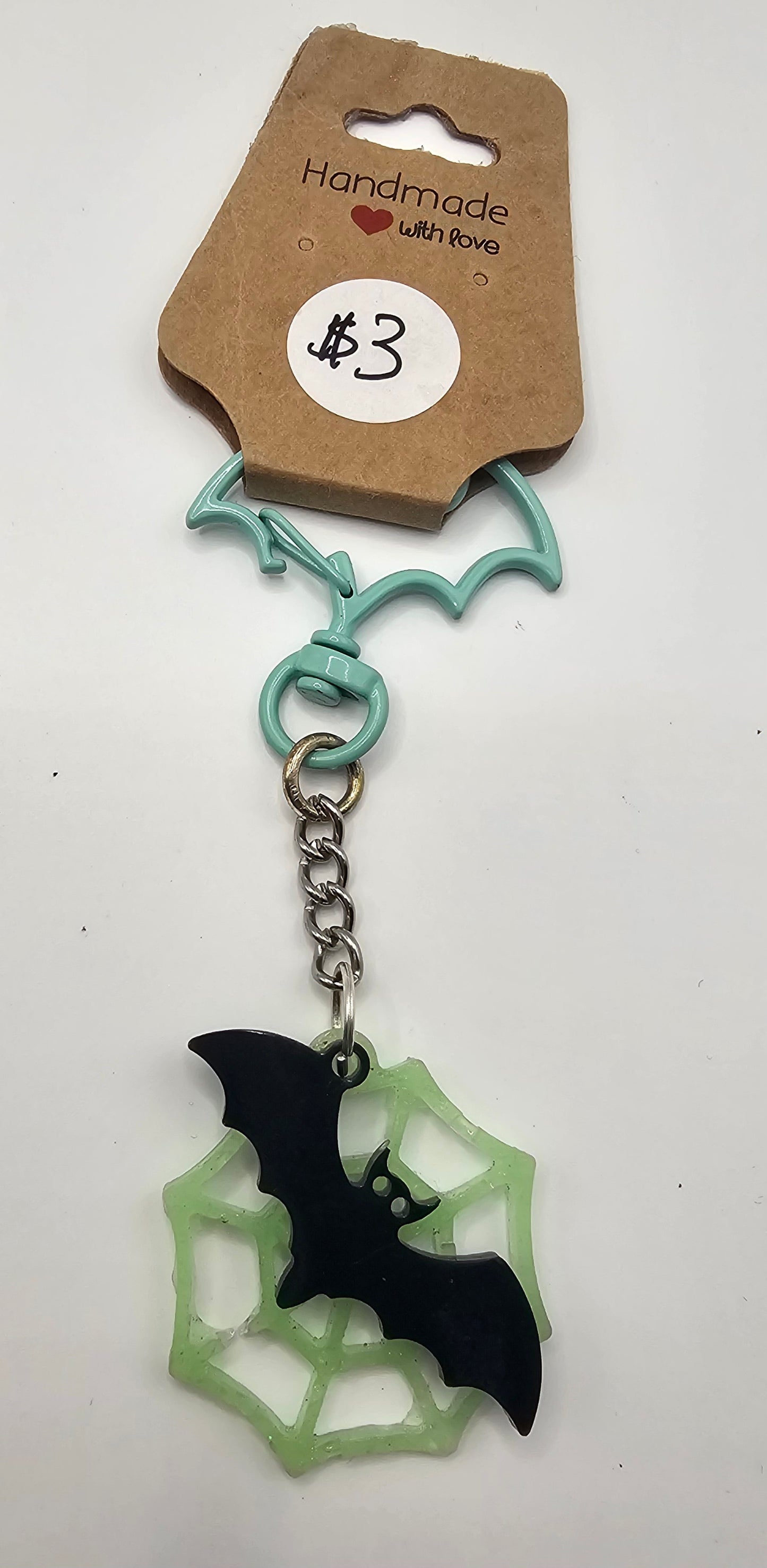 Resin Bat Spider Web Keychain