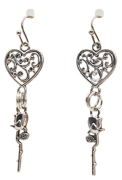 Tribal Heart Rose Detail Earrings