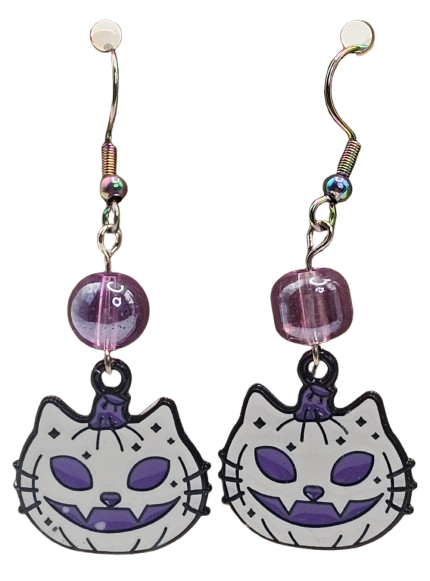Cute Pumpkin Kitty Earrings