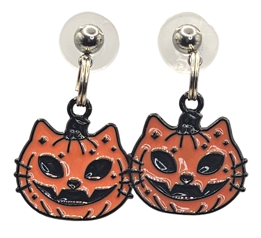 Cute Pumpkin Kitty Earrings