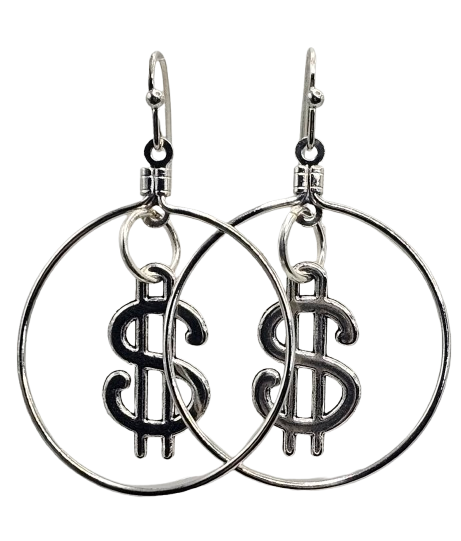 Dollar Sign Hoop Earrings