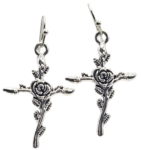 Rose Cross Earrings