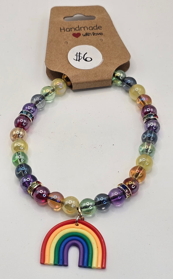 Large Size Rainbow Glass Charm Bracelet