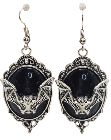 Large Gothic Bat Earrings