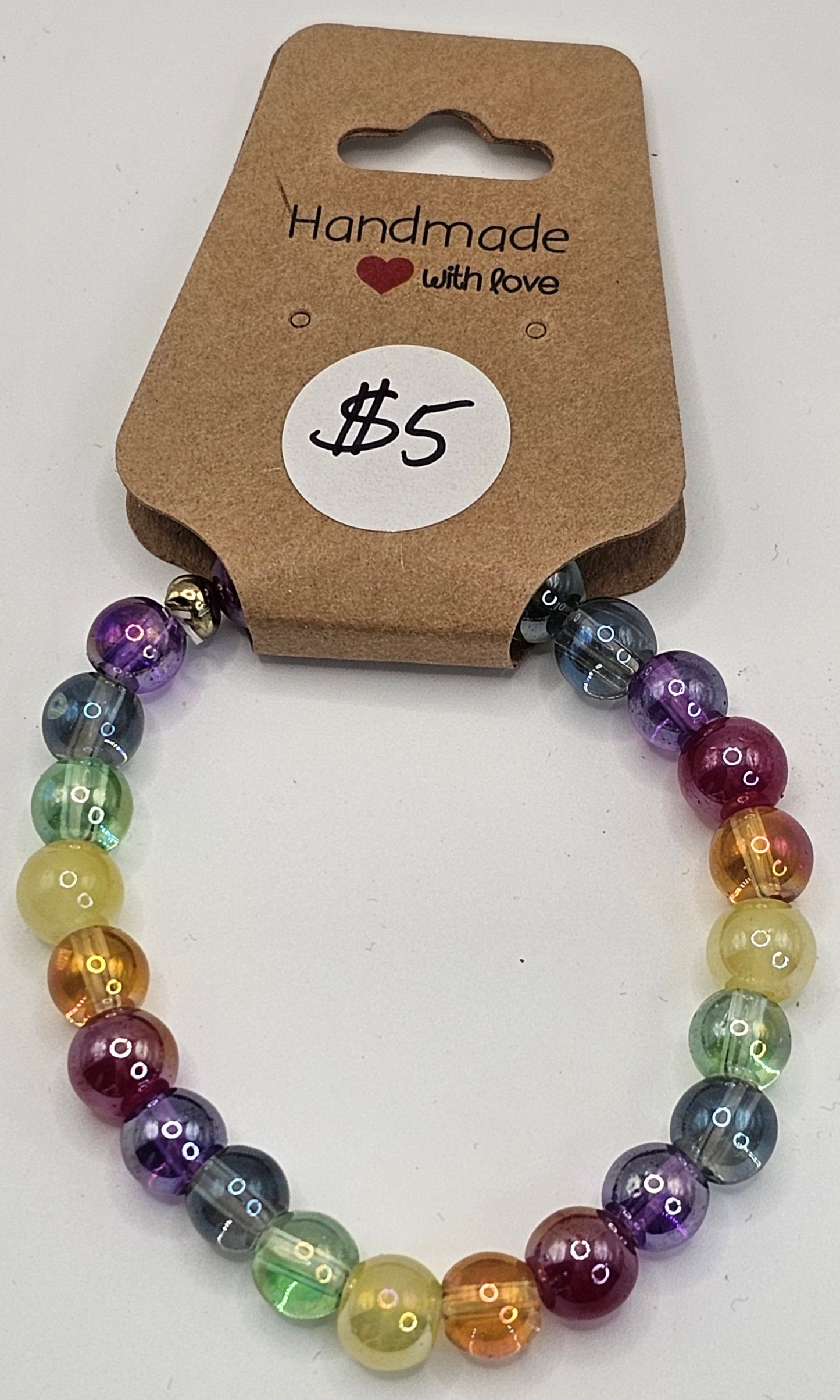 Simple Glass Rainbow Colored Bracelet