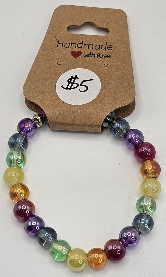 Simple Glass Rainbow Colored Bracelet
