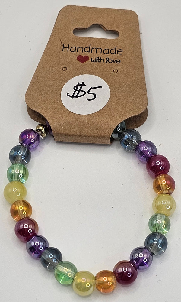 Simple Glass Rainbow Colored Bracelet