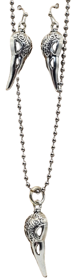 Raven Skull Earring/Necklace Sets (Different Styles)